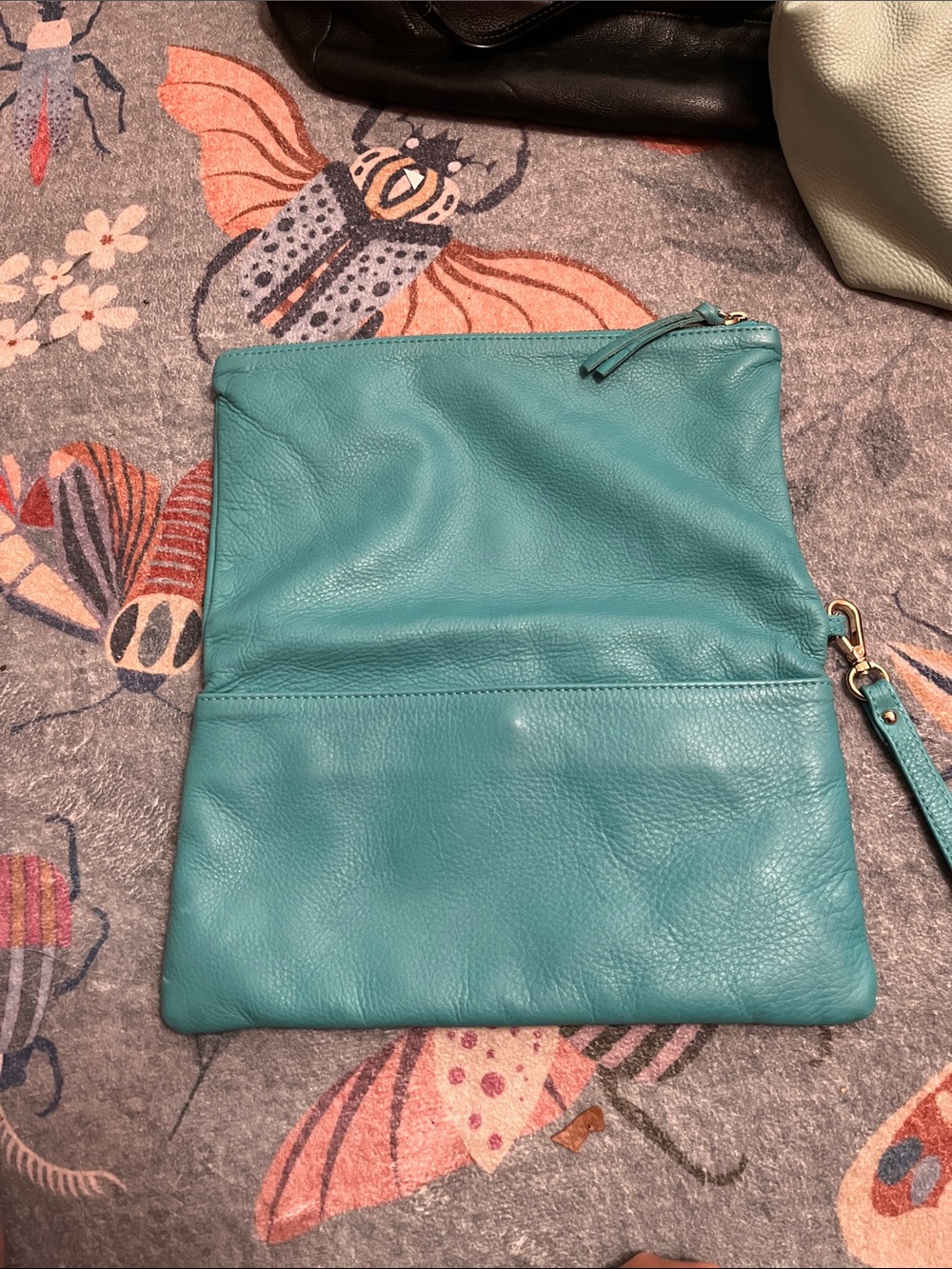 Leather Wristlet Clutch in Teal - Unbranded
